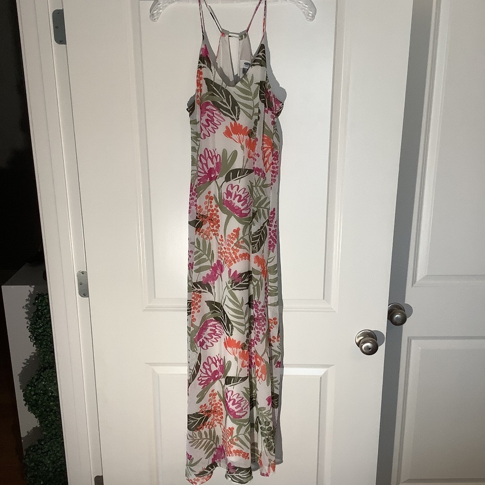 Old Navy Ladies Spaghetti Strap Floral Lined Maxi Dress Multi Colors Size XS